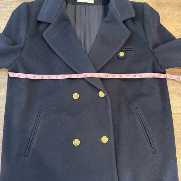 Forecaster of Boston Navy Wool Trench Coat Size L